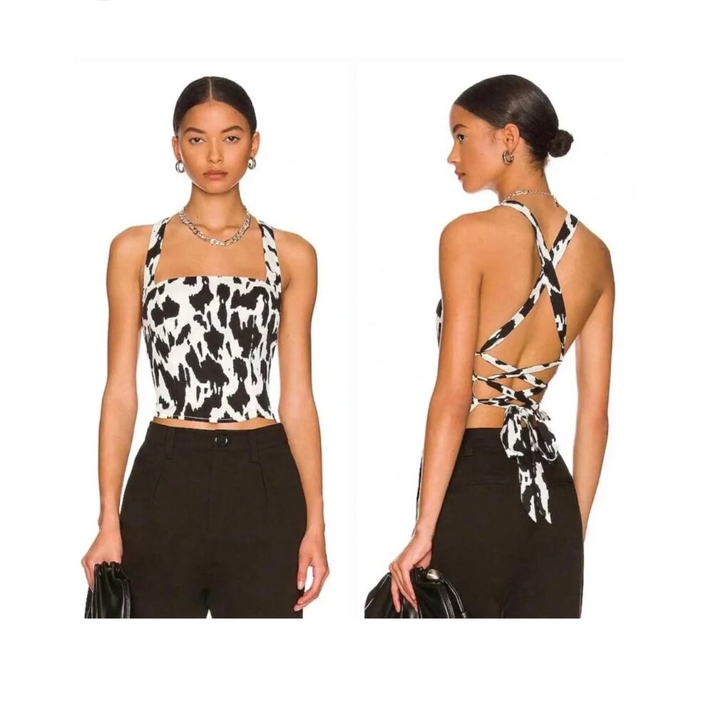 SUPERDOWN Cow Tie Back NWT Detailed Tank Western Festival Y2K Women’s Size S